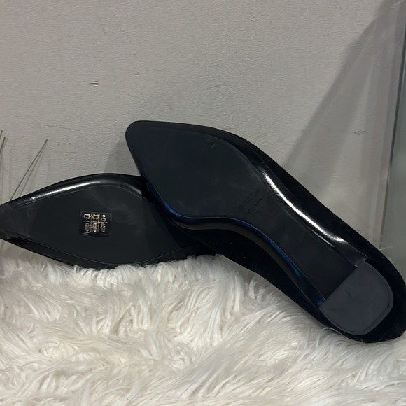 Prada size 37 Black Suede Flats with Chain & Bow Detail - NEW - Never Worn - Picture 9 of 15